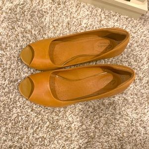 Clarks, Peep Toe Heels, Brown Leather, Size 8.5